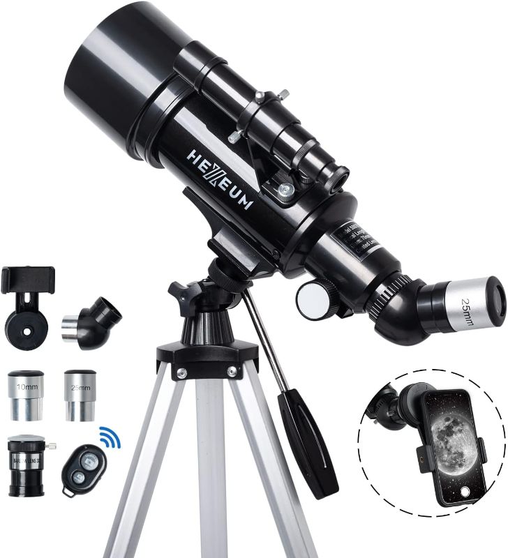 Photo 1 of  Kids & Adults - 70mm Aperture 500mm AZ Mount Fully Multi-Coated Optics Astronomical refracting Portable Telescopes, with Tripod Phone Adapter, Carrying Bag, Remote Control
