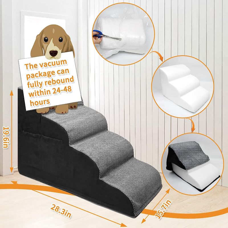 Photo 1 of *COVER NOT INCLUDED* LOOBANI Dog Steps, Four Steps Soft Foam Dog Stairs Non-Slip, Pet Stairs for High Bed with Small Storage Space, Dog Ramp for Puppies, Older, and Injured Pets, Ramp Stairs for Couch, High Bed Climbing
