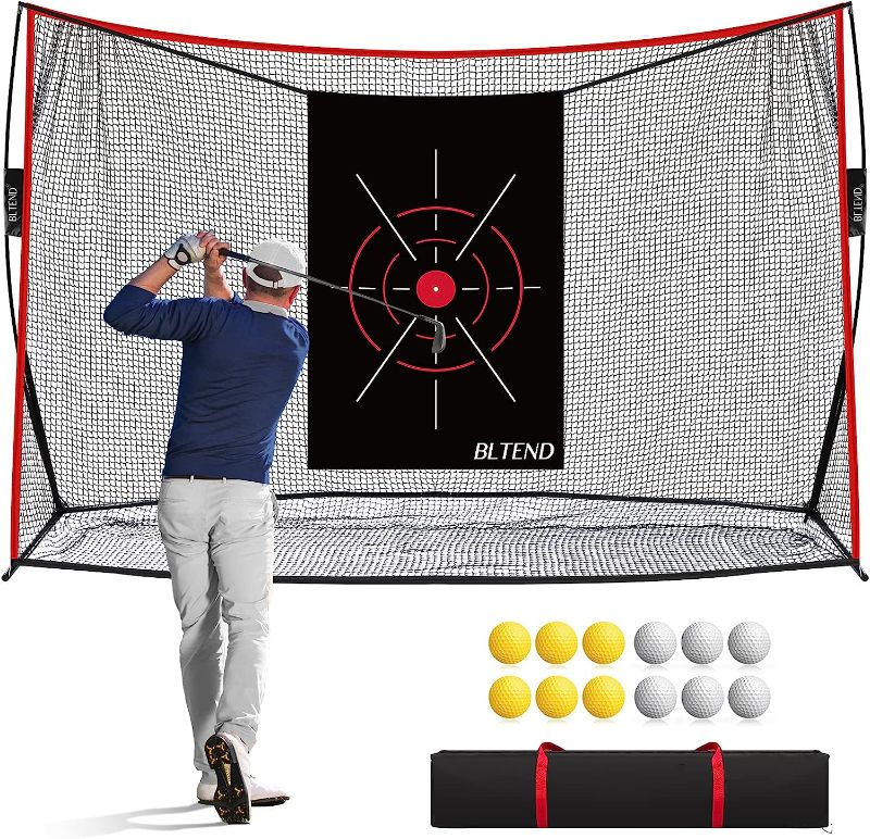 Photo 1 of Bltend Heavy Duty Golf Net: 10x7ft Golf Practice Hitting Nets for Backyard Driving with Turf Mat for Outdoor Indoor Use Garage - Golf Driving Chipping Net for Golfing Swing Training with Target
