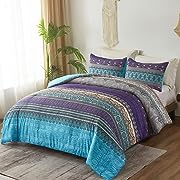 Photo 1 of 
Goodidea Boho Floral Comforter Set King Size  Striped Bohemian Printed Comforter Set Medallion Exotic All Season Soft Microfiber Bedding Set(Purple, 104"x90")Goodidea Boho Floral Comforter Set King Size Striped Bohemian Printed Comforter Set Medallion Ex