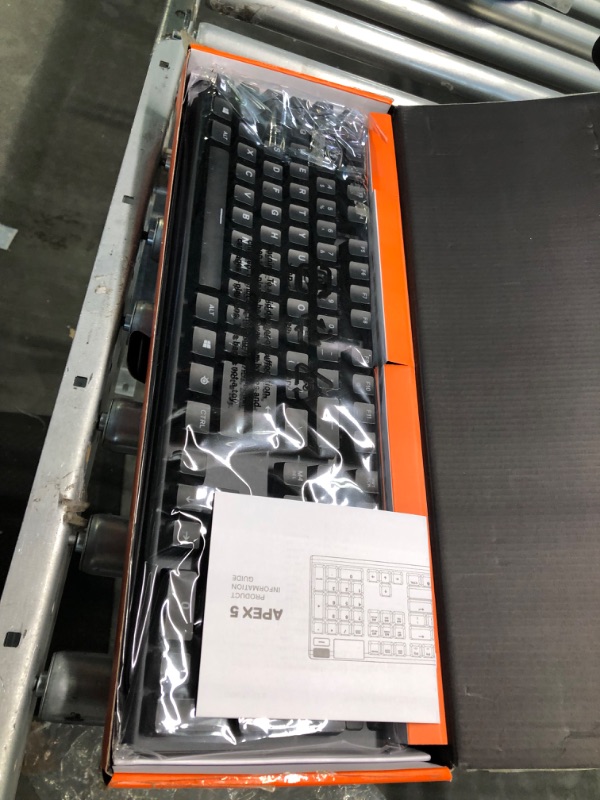 Photo 1 of SteelSeries Apex 5 Hybrid Mechanical Gaming Keyboard – Per-Key RGB Illumination – Aircraft Grade Aluminum Alloy Frame – OLED Smart Display (Hybrid Blue Switch) Hybrid Blue – Tactile & Clicky Apex 5