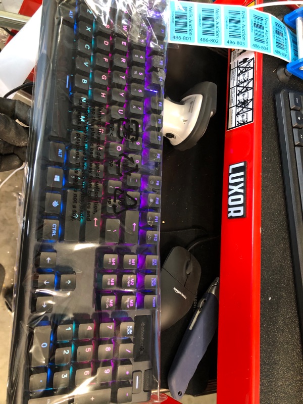 Photo 1 of SteelSeries Apex 5 Hybrid Mechanical Gaming Keyboard – Per-Key RGB Illumination – Aircraft Grade Aluminum Alloy Frame – OLED Smart Display (Hybrid Blue Switch) Hybrid Blue – Tactile & Clicky Apex 5