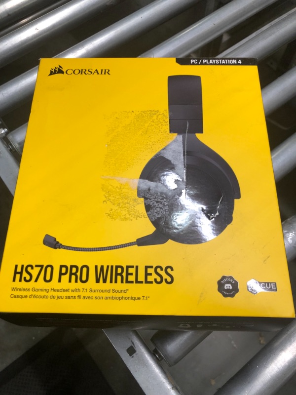 Photo 2 of Corsair HS70 Pro Wireless Gaming Headset - 7.1 Surround Sound Headphones for PC, MacOS, PS5, PS4 - Discord Certified - 50mm Drivers – Carbon