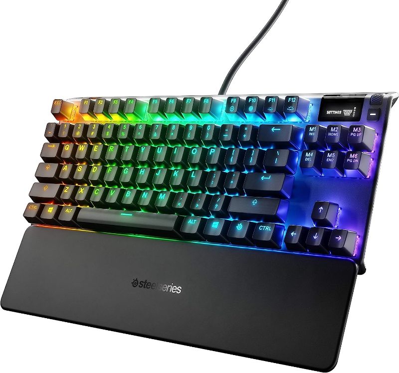 Photo 1 of 
SteelSeries Apex 7 TKL Compact Mechanical Gaming Keyboard – OLED Smart Display – USB Passthrough and Media Controls – Tactile and Clicky – RGB Backlit (Blue...