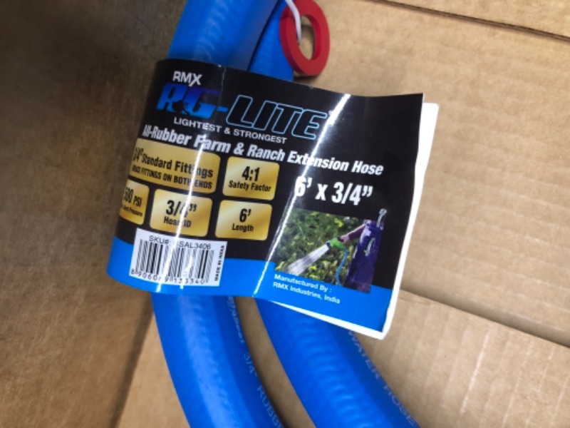 Photo 3 of AG-LITE BSAL3406 3/4" x 06' Hot/Cold Water Rubber Garden Hose, 100% Rubber, Ultra-Light, Super Strong, 500 PSI, 50F to 190F Degrees, High Strength Polyester Braided 3/4" x 6'