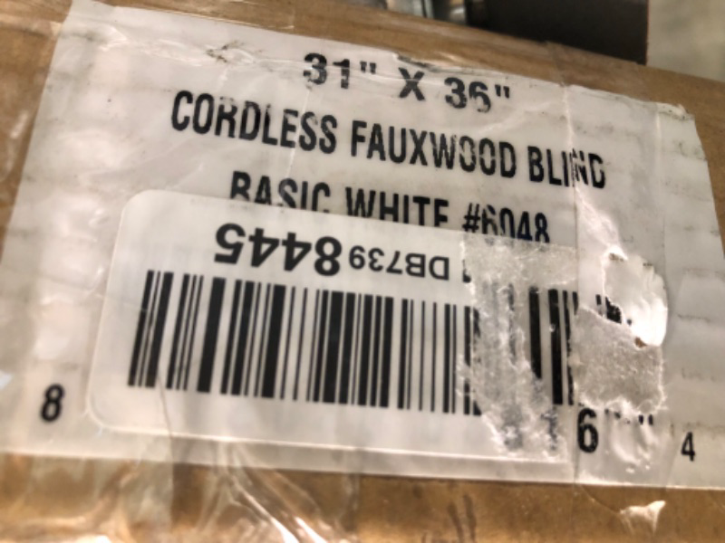 Photo 3 of 31x35 inch cordless fauxwood blind basic white