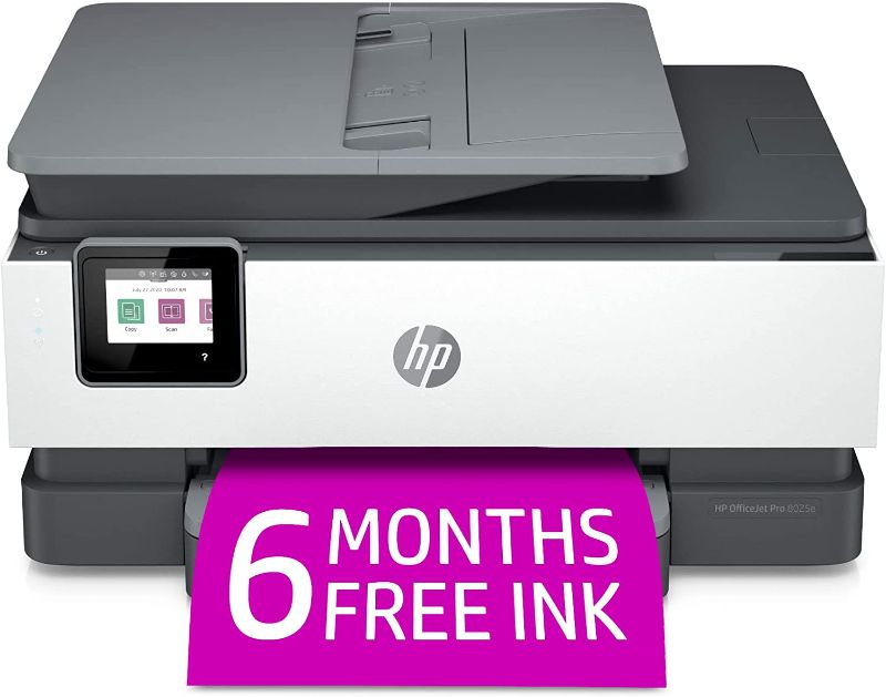 Photo 1 of HP OfficeJet Pro 8025e Wireless Color All-in-One Printer with bonus 6 free months Instant Ink with HP+ (1K7K3A), Gray
no ink