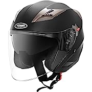 Photo 1 of 
Motorcycle Open Face Helmet DOT Approved - YEMA Helmet YM-627 Motorbike Moped Jet Bobber Pilot Crash Chopper 3/4 Half Helmet with Sun Visor for Adult Men Women - Matte Black,LargeMotorcycle Open Face Helmet DOT Approved - YEMA Helmet YM-627 Motorbike Mop