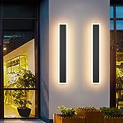 Photo 1 of Aipsun 2 Pack Outdoor LED Wall Light,23.6 inch LED Modern Porch & Patio Wall Sconce Black Exterior Lig…