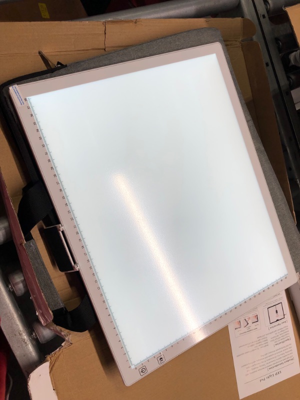 Photo 1 of A3 Wireless Light Pad with Carrying Case, QENSPE Rechargeable Battery Powered LED Tracing Light Box, 3 Color Modes and 6 Levels Brightness Dimmable Copy Board for Diamond Painting with Stand (White) A3 Rechargeable with carry case (White)