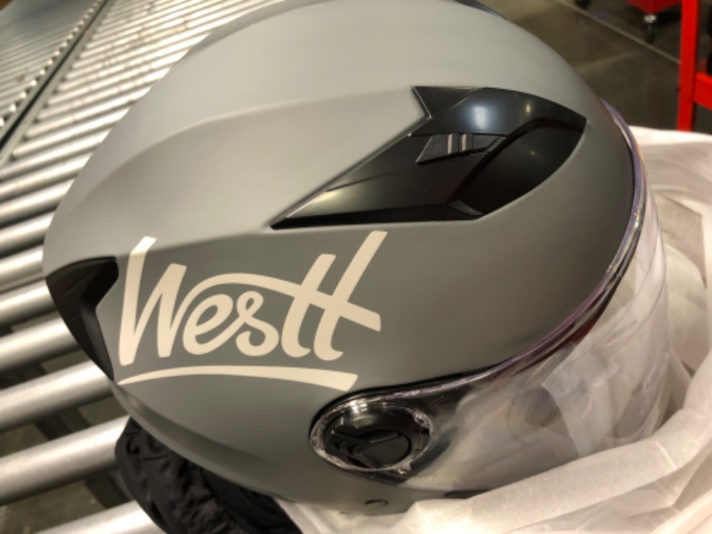 Photo 5 of Westt Jet – Open Face Motorcycle Helmet for Men and Women with Sun Visor – Lightweight, Compact, DOT Approved Gray L (22.38-22.88 in)