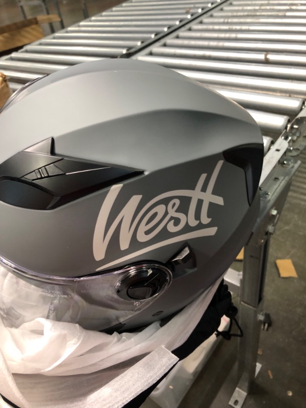 Photo 3 of Westt Jet – Open Face Motorcycle Helmet for Men and Women with Sun Visor – Lightweight, Compact, DOT Approved Gray L (22.38-22.88 in)