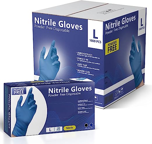 Photo 1 of AroCare Nitrile Gloves, Disposable Gloves, Comfortable, Powder Free, Latex Free | 100 Gloves Medium Case
