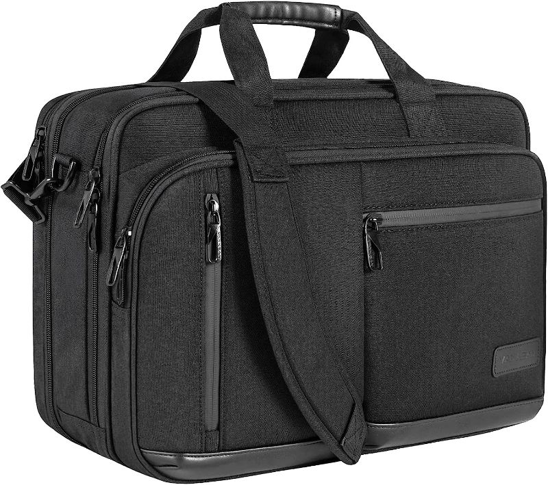 Photo 1 of VANKEAN Laptop Briefcase for Men Women, 17.3 Inch Laptop Bag Water Repellent & Expandable Messenger Bag with Strap, Premium Shoulder Bag Womens Briefcase Computer Bag for Travel/Business, Black