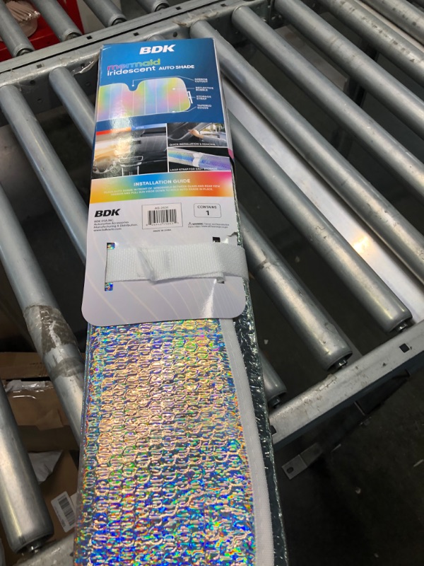 Photo 2 of BDK Sharper Image - Iridescent Mermaid, Hologram Foil, Chameleon Front Windshield Sun Shade, Double Bubble Accordion Folding Auto Sunshade for Car Truck SUV 58 x 27 Inch (SIAS-2531)