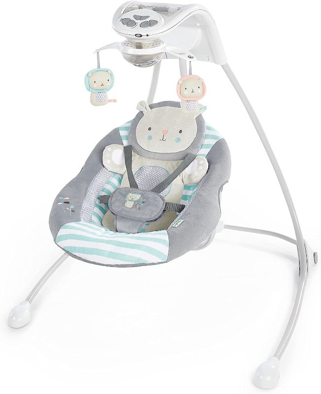 Photo 1 of Ingenuity InLighten 6-Speed Foldable Baby Swing with Light Up Mobile, Swivel Infant Seat and Nature Sounds, 0-9 Months 6-20 lbs (Blue Landry the Lion)