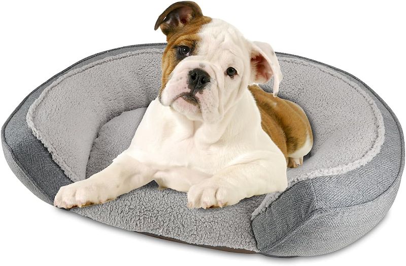 Photo 1 of Arlee Step in Oval Round Cuddler Pet Dog Bed - Memory Foam - Chew Resistant Charcoal