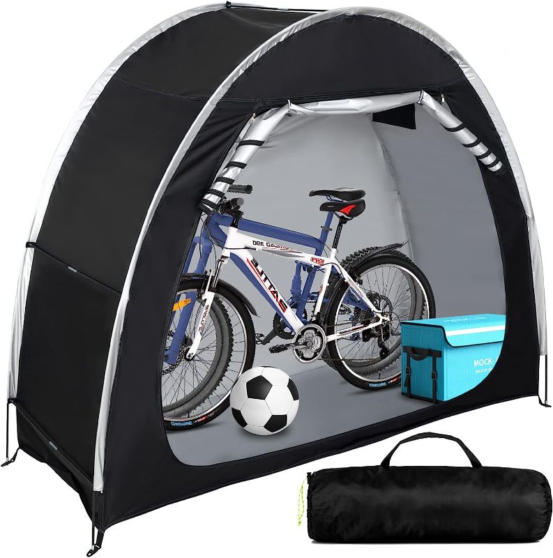 Photo 1 of Bike Tent Outdoor Storage Waterproof,Bike Tent 210D Oxford Thick Waterproof Fabric,Portable Foldable Bike Storage Tent,Protect Against Wind, Rain, Snow, Dust,Store 2-3 Bicycles(Black)