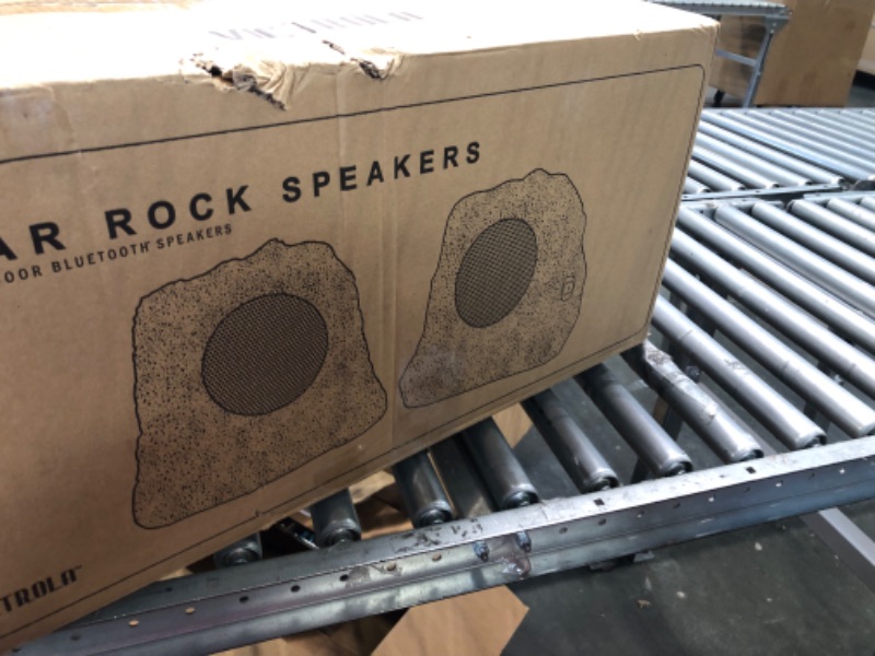 Photo 2 of Innovative Technology Outdoor Rock Speaker Pair - Wireless Bluetooth Speakers for Garden, Patio, Waterproof, Built for all Seasons & Solar Powered with Rechargeable Battery, Music Streaming - Charcoal