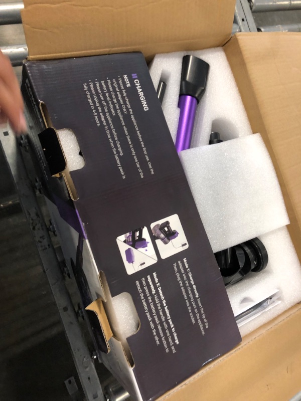 Photo 1 of Powools 25kpa Cordless Vacuum Cleaner - Stick Vacuum Cleaner High Power w/Long Battery Life, Portable Household Vacuum Cleaner for Carpet and Floor, 6-in-1 Wireless Vacuum, Purple (PL8732)