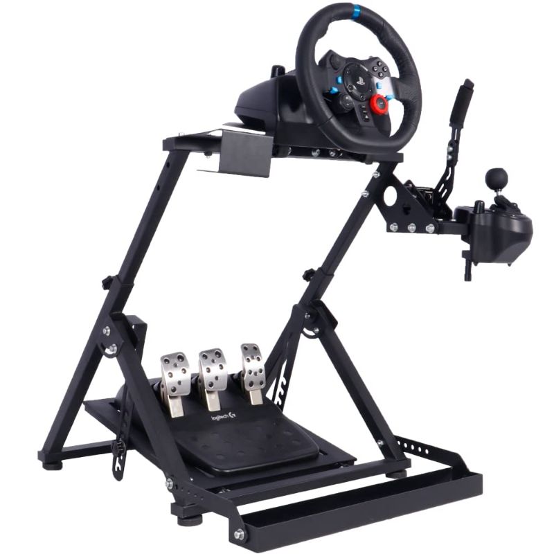 Photo 1 of Marada Racing Wheel Stand,Steering Wheel Stand with Seat Slot Water Cup Holder Foldable fit Logitech G25 G27 G29 G920 G923 Thrustmaster T300 T500 Xbox,Shifter&Handbrake&Wheel&Pedals NOT Included