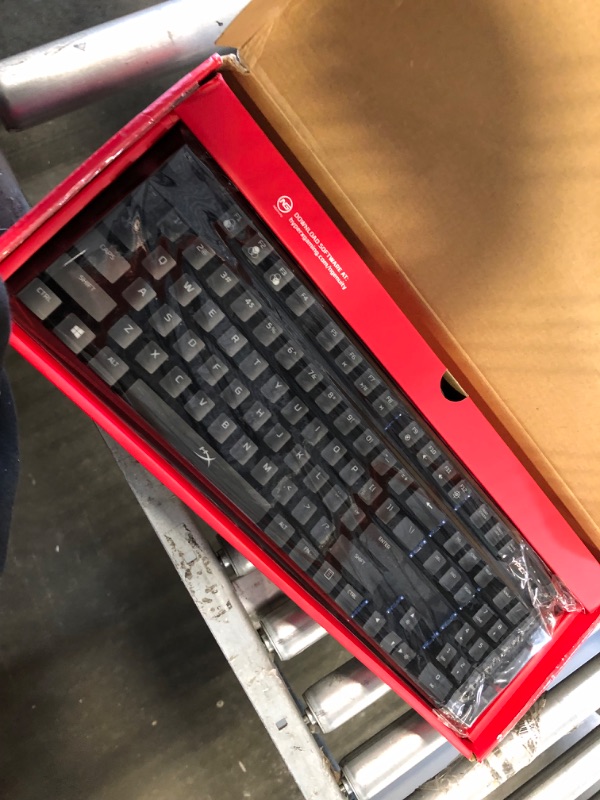 Photo 3 of HyperX Alloy Origins - Mechanical Gaming Keyboard, Software-Controlled Light & Macro Customization, Compact Form Factor, RGB LED Backlit - Clicky HyperX Blue Switch, Black Full Size HyperX Blue Keyboard