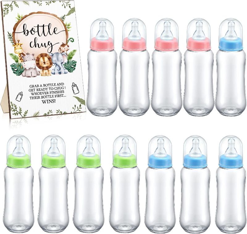 Photo 1 of Cool Baby Shower Games Bottle Chug Sign Wooden Baby Gift Sets Gender Reveal Party Favors and 12 Pcs Baby Bottle Shower Favor Baby Bottles for Baby Shower Games Gender Reveal (Animals)
Brand: Roowest