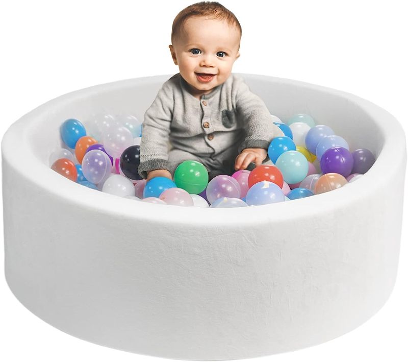 Photo 1 of HARBOLLE Round Kiddie Ball Pit Handmade Soft Velvet Memory Foam Ball Pit Ideal Gifts for Baby Children Toddler Infant Outdoor Indoor 35.5 x 11.8 NOT Included Balls