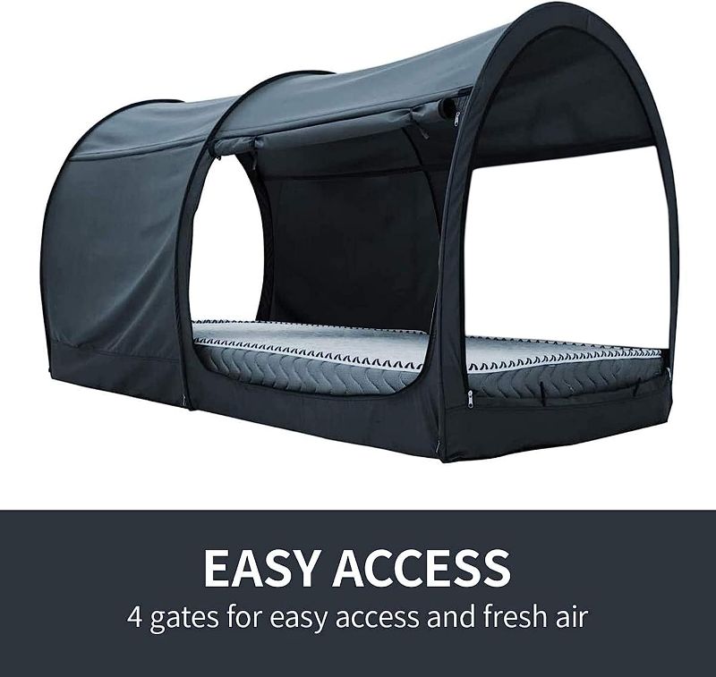 Photo 1 of Alvantor Bed Canopy Bed Tents dream Tents Privacy Space Twin Size Sleeping Tents Indoor Pop Up Portable Frame Curtains Breathable Grey Cottage (Mattress Not Included) Reducing Light Twin Charcoal