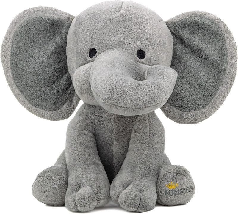 Photo 1 of KINREX Elephant Stuffed Animals – Stuff Animal Plush Toy for Babies Girls Boys, Elephants Plushie Teddy Bear Toys for Birth Stats Baby Shower Infant Newborn Boy & Girl, Gray Measures 9 Inches 2PK