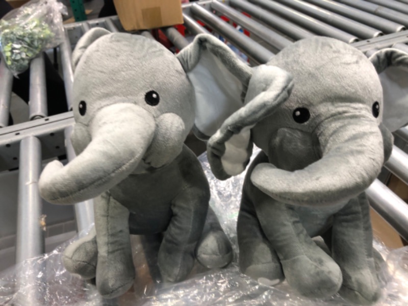 Photo 3 of KINREX Elephant Stuffed Animals – Stuff Animal Plush Toy for Babies Girls Boys, Elephants Plushie Teddy Bear Toys for Birth Stats Baby Shower Infant Newborn Boy & Girl, Gray Measures 9 Inches 2PK