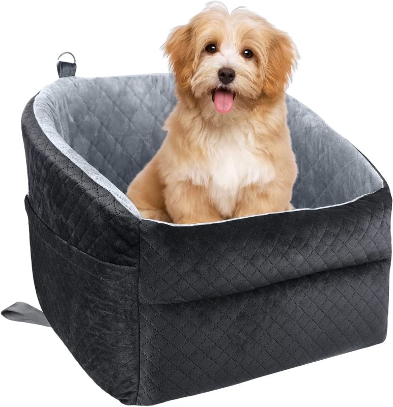 Photo 1 of Dog Car Seat for Small Dogs, Upgrade Dog Booster Seat,Detachable and Washable Pet Car Seats with Thick Cushion Safety Leash and Storage Pockets?Black/Grey?