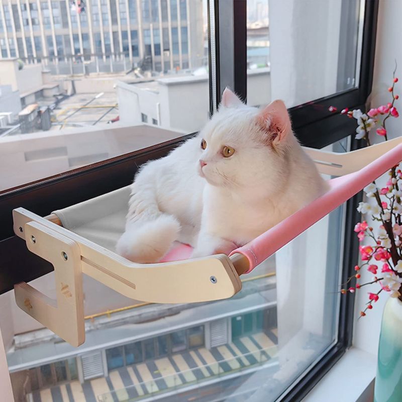 Photo 1 of 
Cat Window Perch - Pinkish-Grey Cat Hammock for Window, Window Cat Perch Maximum Weight Capacity 40 lbs, Adjustable and Durable Steady Cat Bed, Give Your Vat The Best View of The Bay Window