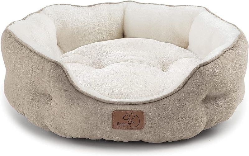 Photo 1 of Bedsure Dog Beds for Small Dogs - Round Cat Beds for Indoor Cats, Washable Pet Bed for Puppy and Kitten with Slip-Resistant Bottom, 20 Inches, Taupe