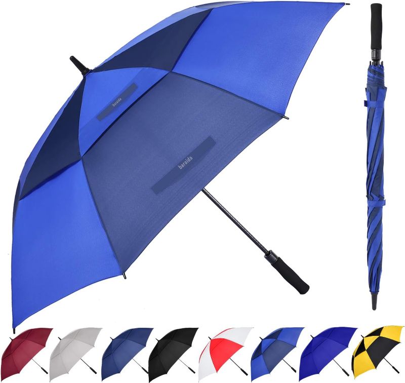 Photo 1 of Baraida Golf Umbrella Large 62/68/72 Inch, Extra Large Oversize Double Canopy Vented Windproof Waterproof Umbrella, Automatic Open Golf Umbrella for Men and Women and Family(68 inch,Royal Navy Blue)