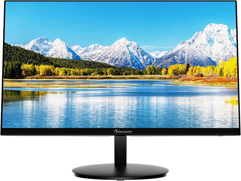 Photo 1 of Norcent 23.8 Inch Computer Frameless Monitor, 75Hz Full HD 1920 x 1080P IPS LED Display, HDMI VGA Port, 178 Degree Viewing Angle Blue Light Filter Function, 100x100mm VESA Mountable, MN24-H