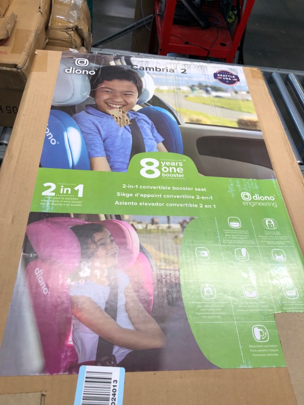Photo 1 of Diono Cambria 2 XL 2022, Dual Latch Connectors, 2-in-1 Belt Positioning Booster Seat, High-Back to Backless Booster with Space and Room to Grow, 8 Years 1 Booster Seat, Pink NEW! Pink