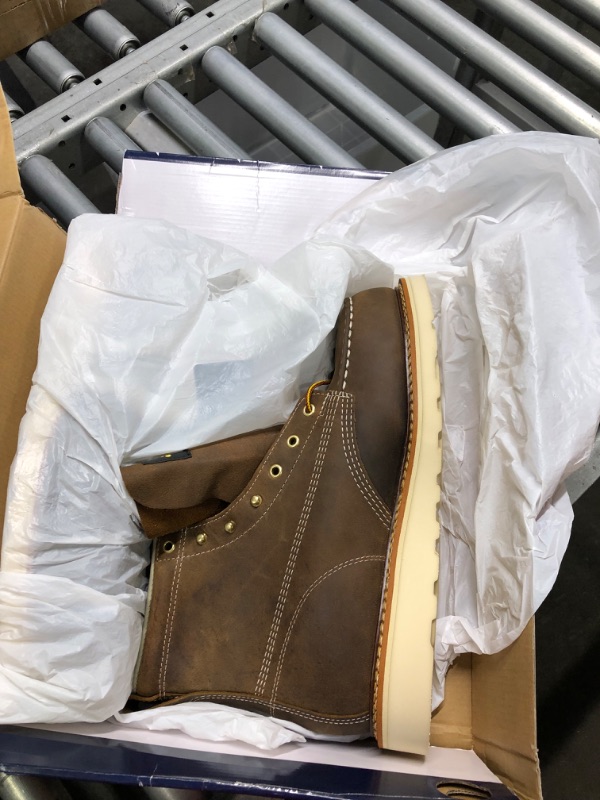 Photo 5 of Thorogood American Heritage 6” Steel Toe Work Boots for Men - Full-Grain Leather with Moc Toe, Slip-Resistant Wedge Outsole, and Comfort Insole; EH Rated