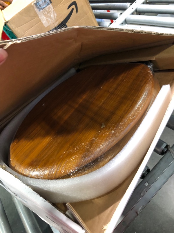 Photo 1 of Angel Shield Wood Toilet Seat Elongated with Soft Close,Easy Clean,Quick-Release Hinges(Elongated,Wood) Elongated-18.5" Wood
