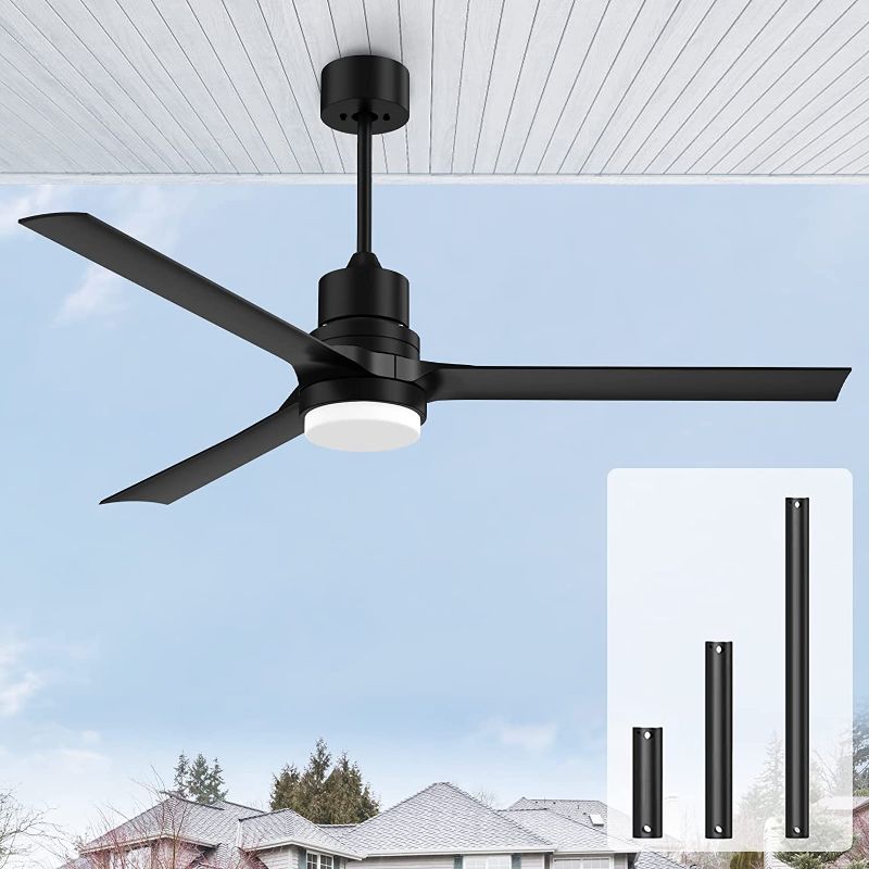 Photo 1 of  Black 60-inch Modern Ceiling Fans with Lights,Remote Control Reversible DC Motor for Indoor and Outdoor,Patio Bedroom Living Room