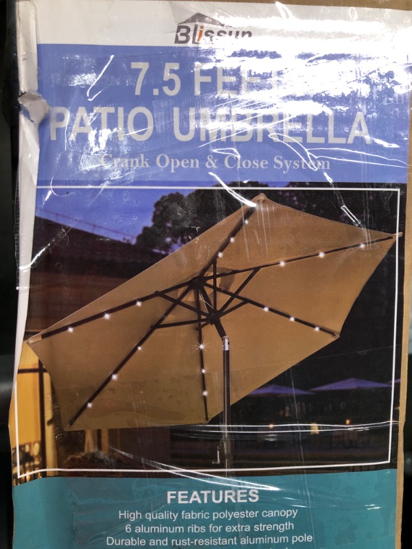 Photo 1 of 7.5 Ft Blissun, Tan Patio Umbrella 