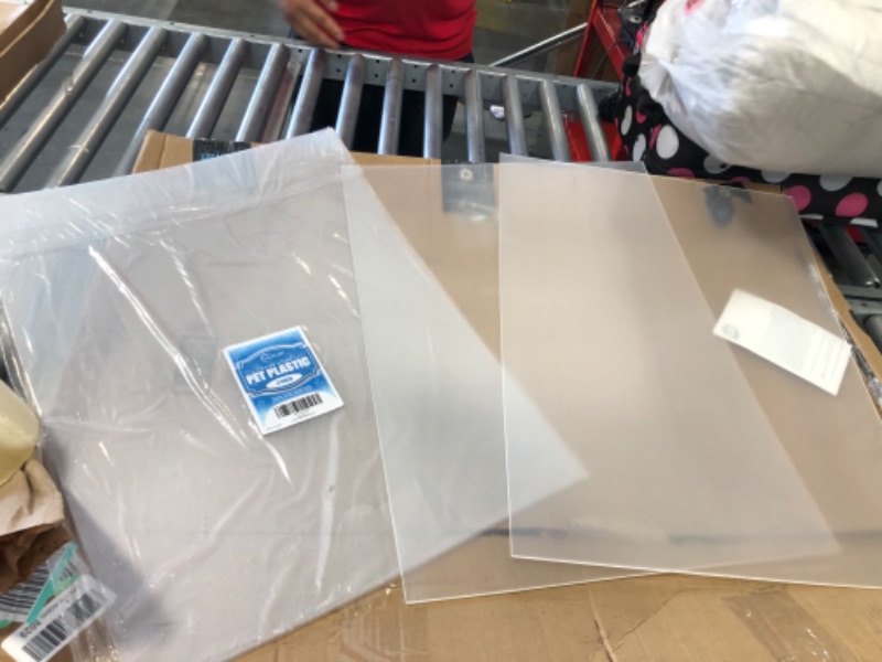 Photo 2 of 3 Pack PET Sheet Panels - 18" x 24" x 0.04" Plexiglass - Quality Lightweight and Shatterproof Glass Alternative Perfect for DIY Sneeze Guards, Face Shields, Railing Guards, and Pet Barriers. 18x24"x0.04"(Pack of 3)