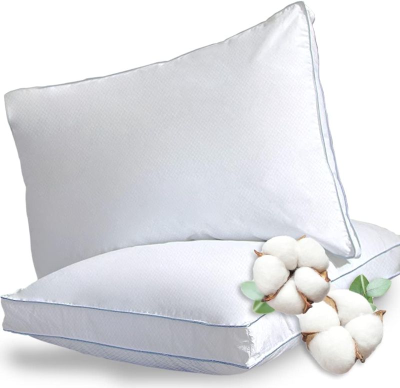 Photo 1 of Allied Essentials Sleeping Pillows - 2" Gusseted Hotel Pillow, with PCM Technology, 250TC Cotton Luxurious Down Alternative Queen Size (28”L x 18”W)