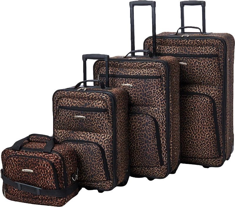 Photo 1 of Rockland Jungle Softside Upright Luggage, Leopard, 4-Piece Set (14/19/24/28
