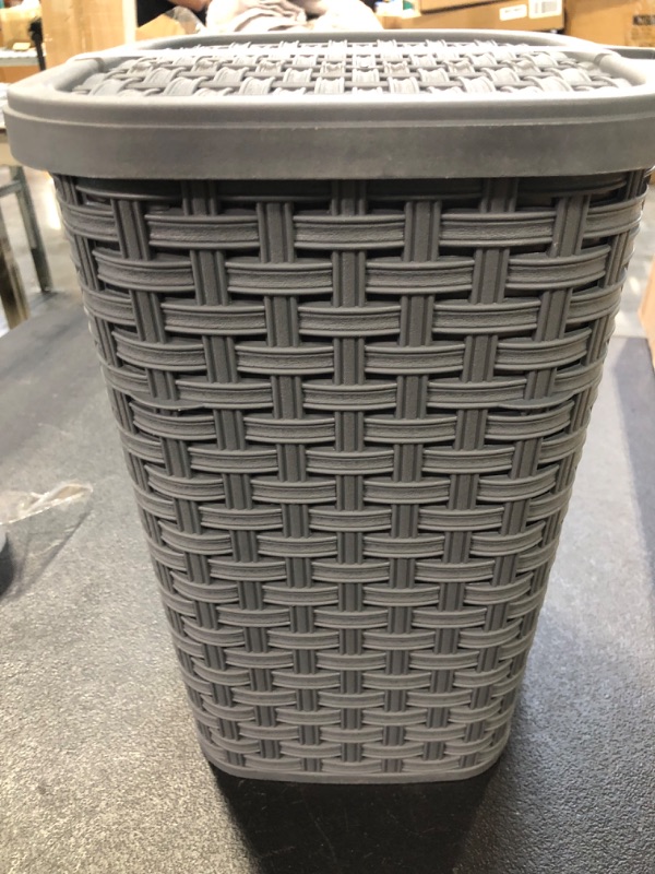 Photo 2 of Wicker Step On Trash Can with Foot Pedal – Outdoor and Indoor Trash Can, Waste Basket for Bathroom, Kitchen, Office, Patio, or Backyard – grey