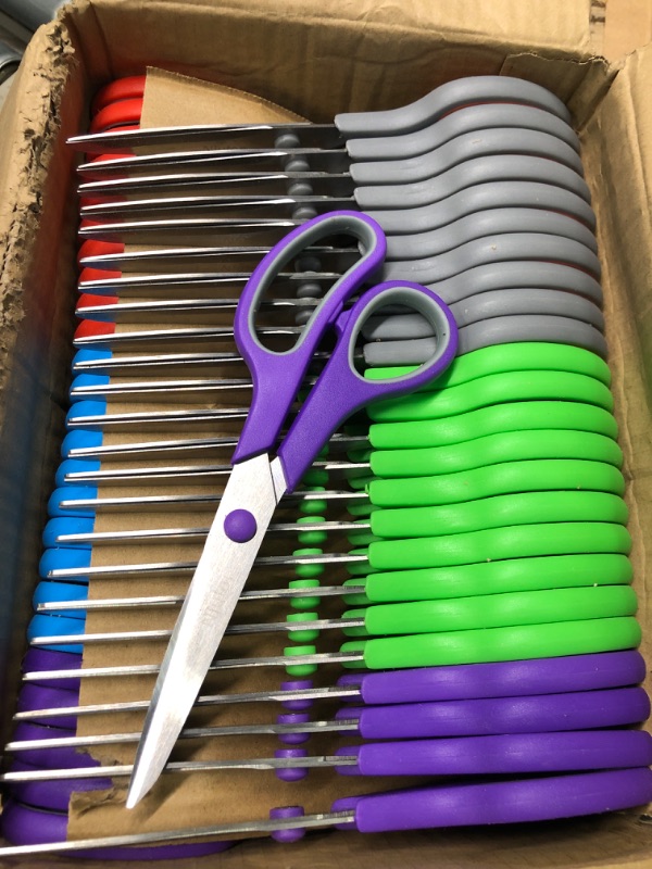 Photo 3 of 50PCS 8.5 Inch Scissors, Stainless Steel Sharp Blade, Comfort-Grip Handles, for Office Home School Students Teacher Art CraftPack of 50.