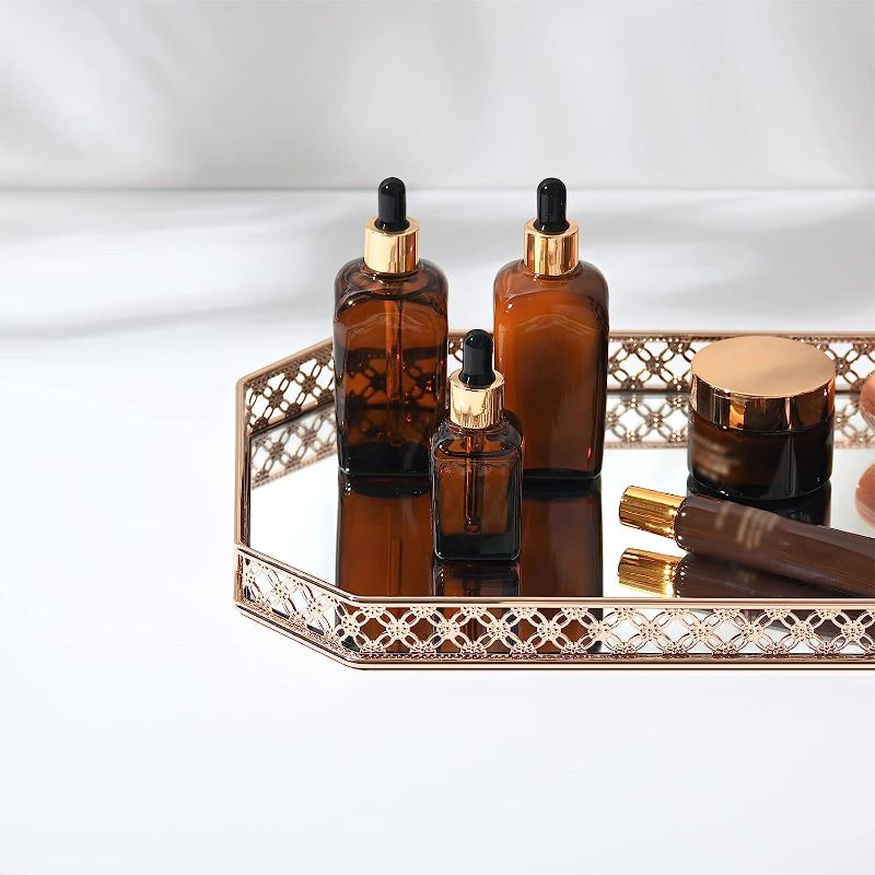Photo 1 of  Gold Vanity Tray, Perfume Tray for Dresser, Vanity Trays for Bathroom and Home Decor