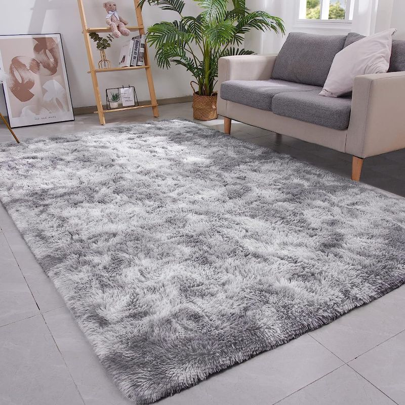 Photo 1 of Area Rug for Bedroom 4x6 Fluffy Rugs, Soft Fuzzy Plush Indoor Floor Rugs, Furry Shaggy Rug for Living Room, Girls/Boys Room - Light Gray