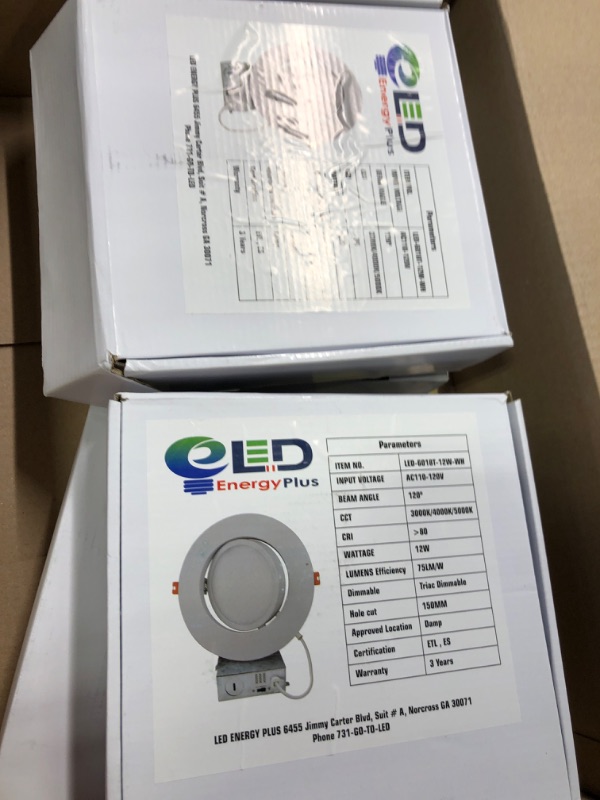 Photo 2 of 6 Inch Ultra Thin LED Recessed Light with J-Box, 12W, Color Temperature Selectable 2700K | 3000K | 3500K | 4000K | 5000K, Dimmable Wafer Light, 1000 Lumens, Energy