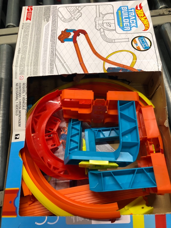 Photo 2 of Hot Wheels Track Builder Unlimited Ultra Stackable Booster Kit Motorized Set 5 Plus Configurations Stunt Parts Compatible with Hot Wheels id for Kids 6 & up?? & Car & Mega Track Pack SIOC/FFP Booster Kit + Track Pack